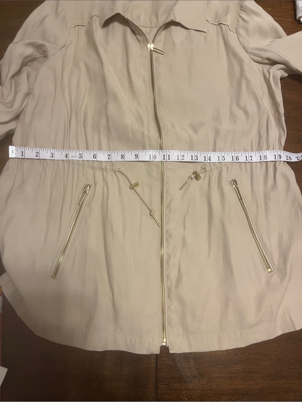 Zara Light Beige Zip-Front Drawstring Utility Jacket - Picture 12 of 14